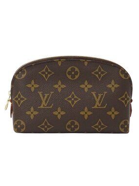 Louis Vuitton Pouch Monogram Makeup Cosmetic Pochette PM Brown Case